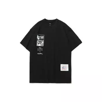 Li-Ning X Disney Joint Keith Haring Mickey Print Свободная футболка с короткими рукавами Мужские топы Черный AHSR501-1 L