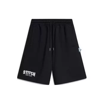 Li Ning X Disney Letter Mid Waist Удобные свободные прямые повседневные шорты мужские шорты черные AKSU323-3 L