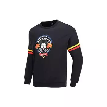Li Ning X Disney Mickey Series Свободный повседневный спортивный свитер с длинным рукавом Мужская толстовка Стандарт-черный AWDNB79-1 M