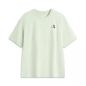 Li Ning X Disney Mickey Серия Спортивный Стиль Жизни Простая Футболка с Надписью, Круглым Вырезом, Коротким Рукавом, Свободного Кроя, Унисекс Футболка, Пено-зеленый AHSV795-2 S