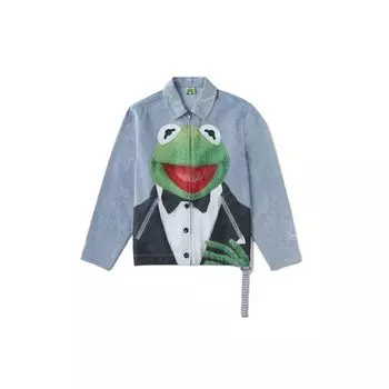 Li Ning X Disney Muppets Comet Collection Cartoon Printed Denim Jacket Men Jacket Light-Blue AJDR419-2 L
