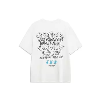 Li-Ning X Disney Oswald Series Футболка с короткими рукавами с принтом алфавита и мультяшным рисунком Топы унисекс Off-White AHST317-5 XL