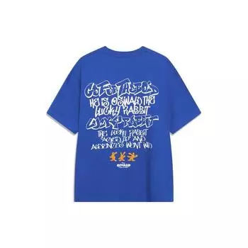 Li-Ning Футболка унисекс с круглым вырезом и принтом мультфильма X Disney Oswald Series, ярко-синяя, AHST317-2 XL