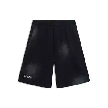 Li-Ning Мужские спортивные шорты прямого кроя X Disney Oswald Series с цветными блоками, черные AKST307-1 M