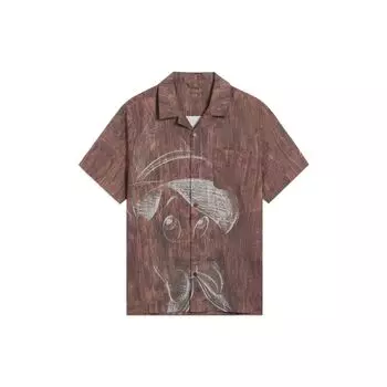 Li-Ning X Disney Пиноккио с мультяшным принтом, повседневная рубашка с короткими рукавами, мужские топы, коричневые ASHS431-2 L