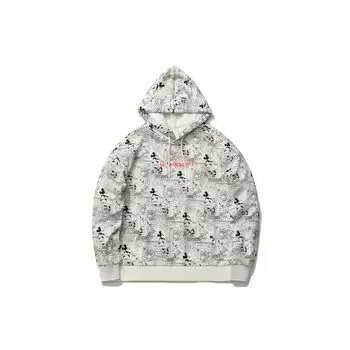 Li-Ning X Disney пуловер с Микки Маусом и полным принтом, женские топы с капюшоном, молочно-белый AWDR494-3 L