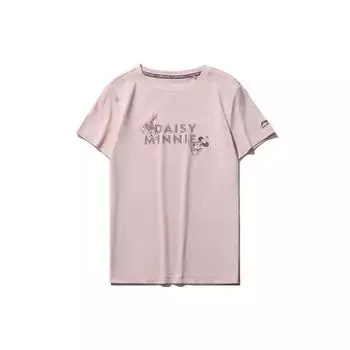 Li-Ning X Disney совместная спортивная модная футболка с круглым вырезом и короткими рукавами с принтом, женские топы, светло-розовые AHSR212-3 S