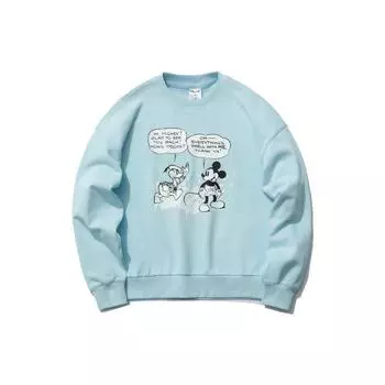 Li-Ning X Disney, совместный спортивный модный свитер с мультяшным принтом, свободный пуловер, женские топы, синий AWDR380-4 S