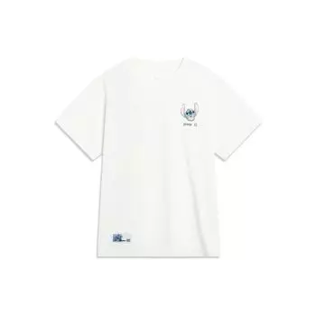 Li-Ning Женская футболка с круглым вырезом и короткими рукавами X Disney Stitch, кремово-белый AHST500-1 XL