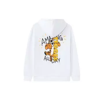 Li-Ning Повседневный свободный пуловер с капюшоном X Disney Tigger Series, топы унисекс, белый цвет AWDRH39-1 L
