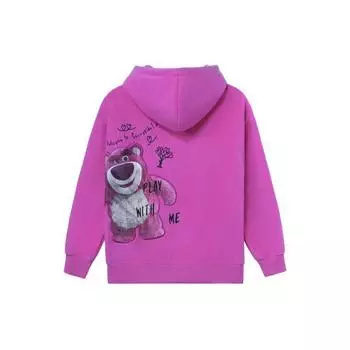 Li Ning X Disney Toy Story Collaboration Strawberry Bear Series Флисовый свободный свитер с капюшоном Женские толстовки с капюшоном Rose-Purple AWDR760-2 L