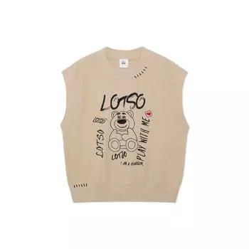 Li Ning X Disney Toy Story Collaboration Strawberry Bear Series Cartoon Pattern Loose Knit Жилет женский жилет цвета хаки AMVR008-1 M