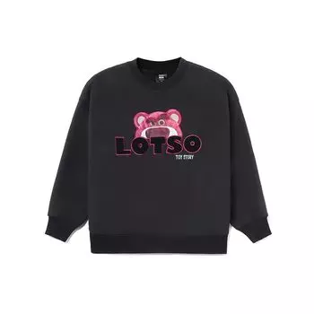 Li Ning X Disney Toy Story Strawberry Bear Series Cartoon Print Флисовый свободный пуловер Толстовка Женская толстовка Черная AWDR758-3 M