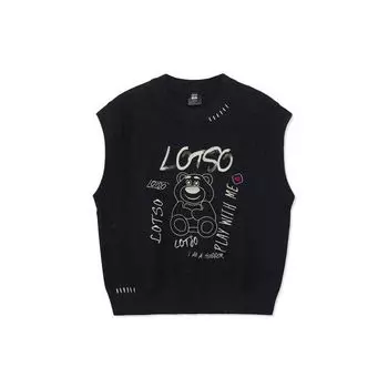 Li Ning X Disney Toy Story Strawberry Bear Series Cartoon Pattern Loose Knit Жилет женский жилет черный AMVR008-2 M