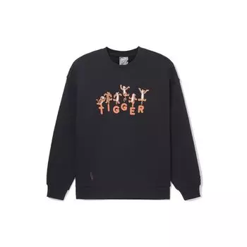 Li-Ning X Disney Винни Пух с мультяшным принтом алфавита, спортивный пуловер, свитшот, топы унисекс, черный AWDS547-1 XL