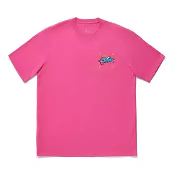 Li Ning X Icecream Collaboration Heartbreaker Series Свободная повседневная спортивная футболка с коротким рукавом унисекс футболка розового цвета AHSU733-3 XL
