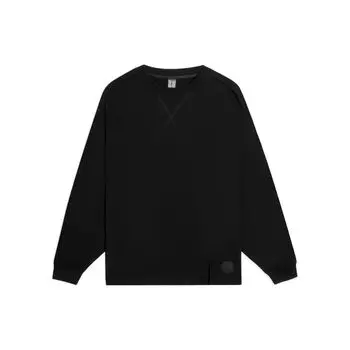 Li-Ning X Jackie Chan Co-Branded Solid Color Crew Neck Casual Long Sleeve Sweatshirt Men Tops Black AHSSA81-3