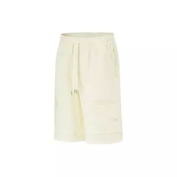 Li Ning X Jackie Chan Collaboration Kung Fu Series Solid Color Logo Mid Belt Straight Loose Shorts Men shorts Paper-White AKST663-1 M