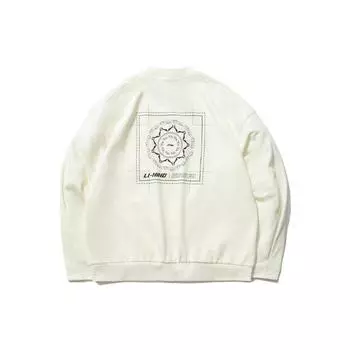 Li Ning X Jackie Chan Collaboration Kung Fu Series Sports Fashion Loose Printed Crewneck Sweatshirt Men sweatshirt White AWDR243-2 L
