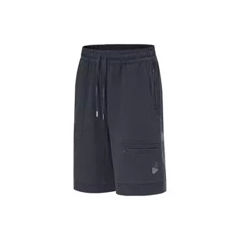 Li Ning X Jackie Chan Collaboration Kung Fu Series Solid Color Logo Mid Belt Straight Loose Casual Shorts Men shorts Charcoal-Black AKST663-2 M