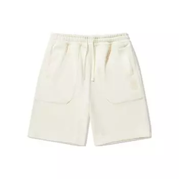 Li Ning X Jackie Chan Коллаборация Серия Кунг-фу Однотонные Свободные Прямые Повседневные Шорты Мужские шорты Бумажно-белый AKSU147-2 M