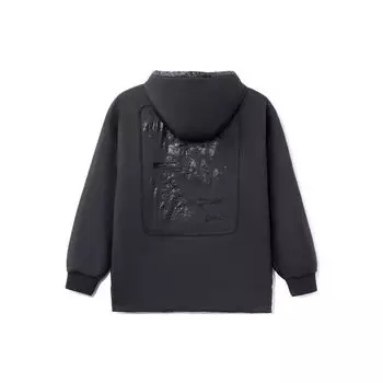 Li Ning X Jackie Chan Kung Fu Series однотонный пуловер с капюшоном и длинными рукавами короткая хлопковая куртка зимняя мужская куртка черного цвета AJMR055-1 L