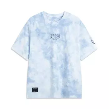 Li Ning X Jay Flow Надпись Круглый вырез Пуловер Принт на спине Удобный Градиентный Универсальный Свободный Повседневный Простой Спортивный Футболка с коротким рукавом AHSVA09-3 M