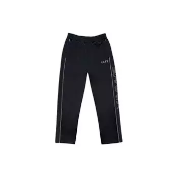 Li Ning X Kong Shan Ji Collaboration Sports Fashion Series Вышитые прямые свободные трикотажные джоггеры мужские джоггеры черные AKXR423-1 S