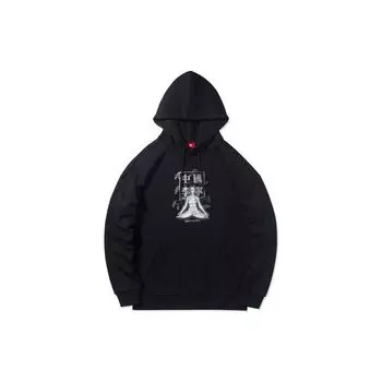 Li Ning X Kong Shan Ji Collaboration Sports Basketball Series Printed Loose Sports Hoodie Men Hoodies Black AWDR643-2 S