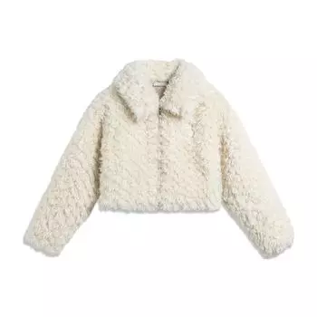 Li Ning X League Of Legends Collaboration Poro Solid Color Lapel Faux Shearling Loose Knit Jacket Женская верхняя одежда Off-White AFDT948-1 XL