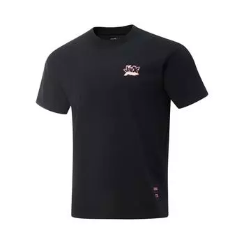 Li Ning X League Of Legends Коллаборация Серия Спортивный Стиль Жизни Футболка с Принтом Букв Дышащая Универсальная с Коротким Рукавом Мужские Топы Черный AHSVD81-2 S