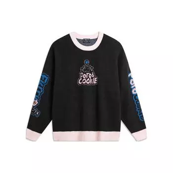 Li Ning X League Of Legends Letter Print Crew Neck Loose Long Sleeve Knit Sweeper Unisex Sweeper Black AMBT251-2 2XL