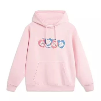 Li Ning X League Of Legends Poro Collaboration Hooded Loose Fleece Long Sleeve Sweatshirt Unisex Sweatshirt Light-Pink AWDTE93-3 L
