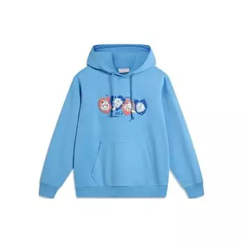 Li Ning X League Of Legends Poro Series Cartoon Pattern Printed Fleece Warm Loose Pullover Hoodie Unisex Hoodies Xinjiang-Blue AWDTE93-2 M
