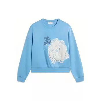 Li Ning X League Of Legends Poro Cartoon Anime Casual Crewneck Pullover Long Sleeve Sweatshirt Women sweatshirt Xinjiang-Blue AWDTE88-2 S