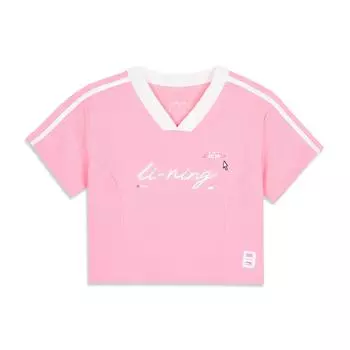 Li Ning X League Of Legends Сотрудничество Удобный Повседневный Простой Принт Буквами V-образный Вырез Пуловер Футболка с Коротким Рукавом Женские Футболки AHSV638-1 M