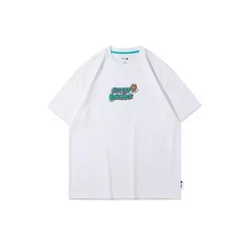 Li Ning X Line Friends Collaboration Sports Fashion Series Letter Print Loose Short Sleeve T Shirt Men Tops White AHSR812-1 L