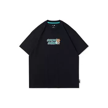 Li Ning X Line Friends Collaboration Sports Fashion Series Letter Print Loose Short Sleeve T Shirt Unisex Tops Black AHSR812-3 XL