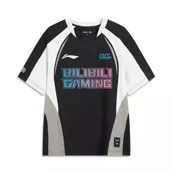 Li Ning X LPL Коллаборация MSI Событие Экспедиция Спортивный Повседневный Модный Круглый Вырез Пара Футболка с Коротким Рукавом Унисекс Футболка Черный ATSV711-2 S