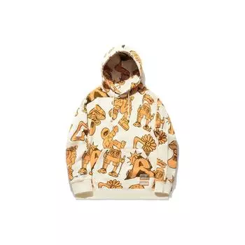 Li Ning X Market мультяшный персонаж напечатан свободный пуловер с капюшоном мужские толстовки Cloud-Apricot AWDT717-1 L