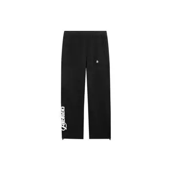 Li-Ning X Marvel Co-Branded Fashion Series Solid Color Letter Print Straight Knit Sports Pants Men Bottoms Black AKLSE91-1