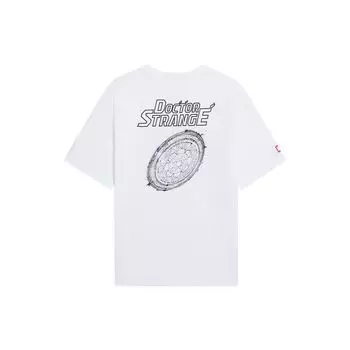 Li Ning X Marvel Коллаборация Серия Disney Футболка с коротким рукавом с принтом буквенного узора Мужские топы Белый AHSSA13-2 L