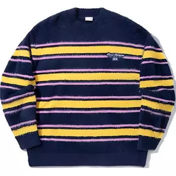 Li Ning X MEDM Ежедневный прогресс Совместная коллекция Спорт Отдых Простой Полосатый Цветной блок Пуловер с круглым вырезом Свободный Вязаный свитер AMBV297-5 XXL