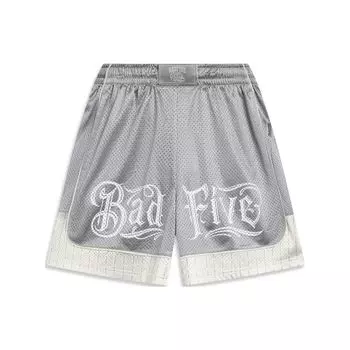 Li Ning X Mister Cartoon Badfive Series Letter Print Быстросохнущие дышащие баскетбольные шорты мужские шорты Shark-Gray Antarctic-Gray AAPT047-7 L