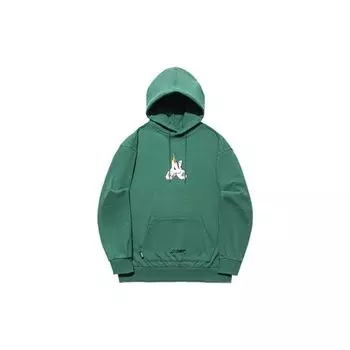 Li Ning X OG Slick Cartoon Anime Flame Pullover Sweatshirt Unisex sweatshirt Deep-Palace-Green AWDT725-4 M