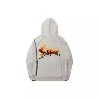 Li Ning X OG Slick Cartoon Anime Flame Pullover Sweatshirt Unisex Sweatshirt Oatmeal-Gray AWDT725-3 L