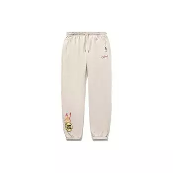 Li Ning X OG Slick Collaboration Letter Pattern Printed Cutter Knitted Sports Bottoms Men Bottoms Oatmeal-Gray AKLT689-2 XL