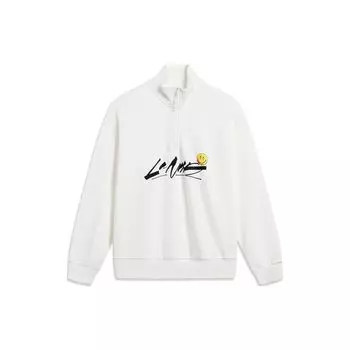 Li Ning X Og_Slick Collaboration Letter Stand Collar Pullover Sweatshirt Unisex Sweatshirt Off-White AWDT445-3 M