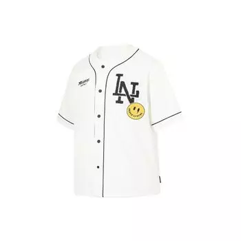 Li Ning X Og_Slick Collaboration Letter Smiley Print Casual Short Sleeve Shirt Unisex Shirts Off-White AFDT611-1 XL