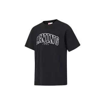Li Ning X Og_Slick Collaboration Letter Круглый вырез свитер с коротким рукавом футболка унисекс футболка черная AHST667-1 L